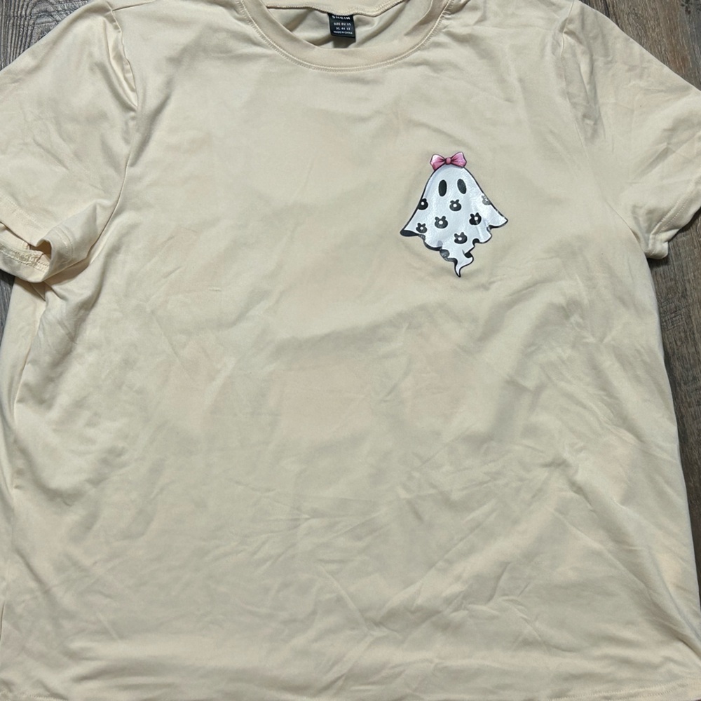 Cream T-Shirt with Ghost Patch